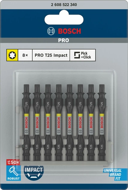 Двостороння біта Bosch PRO Impact Extra Hard Pick and Click T25 65 мм 8 шт (2608522340) - зображення 2