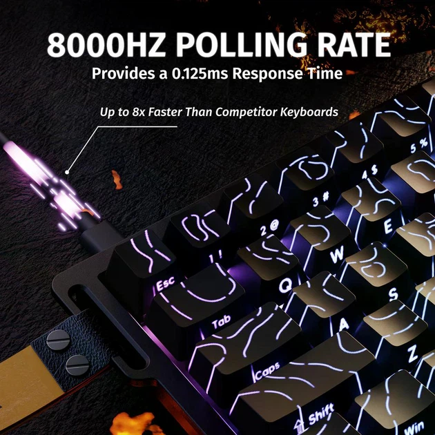 Механічна клавіатура на магнітних світчах Attack SHARK X68 HE Rapid Trigger, 8K, 68 key PBT, RGB, Win,Mac OS, УКР та АНГЛ, Black Contours /ЧОРНА (X68HEBC) - изображение 5