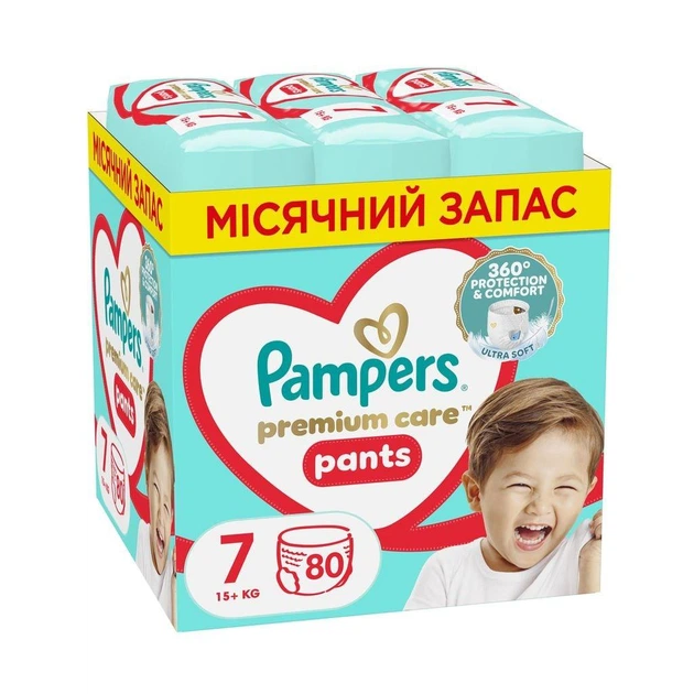 Дитячі підгузки-трусики 320 шт Pampers Premium Care Pants розмір 7 (15+ кг) Дитячі підгузники памперс пантс з еластичним поясом та захистом до 12 годин Памперси преміум трусиками для дітей з чутливою шкірою - зображення 2