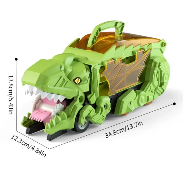 Вантажівка-транспортер динозавр-пожирач з 2 машинками TONICTOYS DINO-1 Зелений - зображення 3
