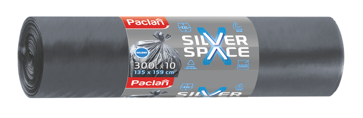 Пакети для сміття Paclan Silver Space Мaxi 300 л х 10 шт - Фото 2 Пакети для сміття Paclan Silver Space Мaxi 300 л х 10 шт - зображення 2