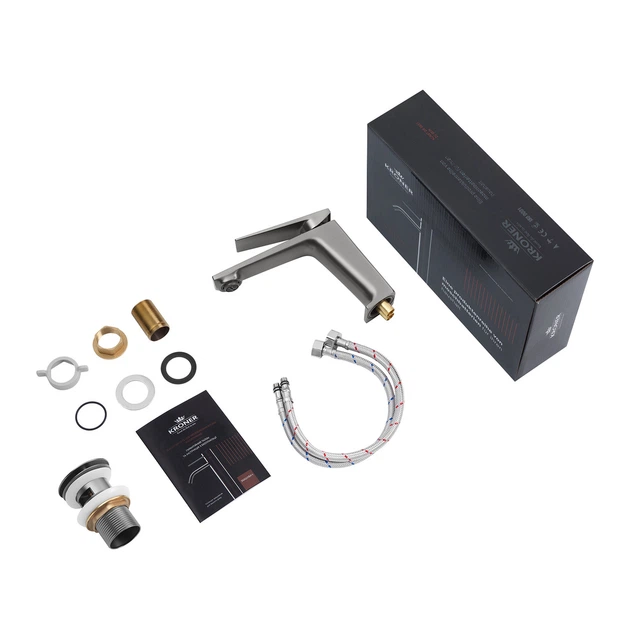 Смеситель для раковины Kroner KRP Ersel - GRP0111BV с донным клапаном - изображение 9