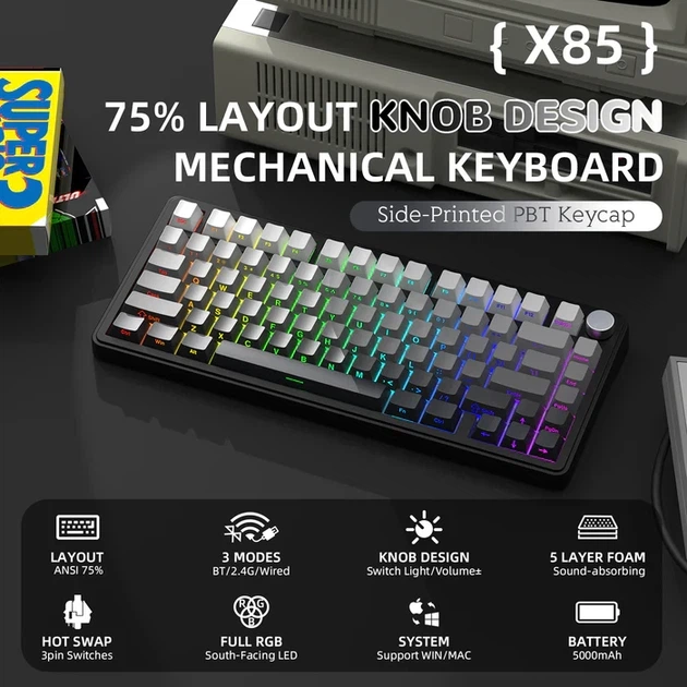 Ігрова механічна клавіатура ATTACK SHARK X85 Gradien black (Moonlit night) - зображення 2