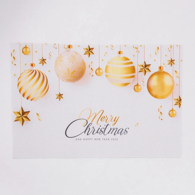 Коврик для сервировки стола ПВХ 45x30см для новогоднего оформления Merry Christmas - Фото 1 Коврик для сервировки стола ПВХ 45x30см для новогоднего оформления Merry Christmas - изображение 1