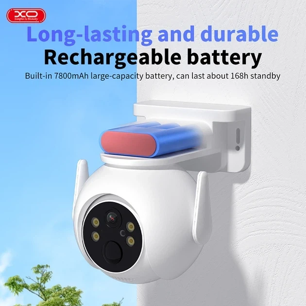 Смарт камера уличная 3MP с аккумулятором 7800mAh и солнечной панелью XO CR10 Белый - Фото 4 Смарт камера уличная 3MP с аккумулятором 7800mAh и солнечной панелью XO CR10 Белый - изображение 4