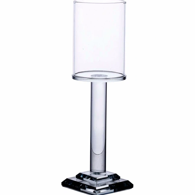 Скляний свічник 23см прозорий для однієї довгої свічки циліндричної форми - Фото 3 Скляний свічник 23см прозорий для однієї довгої свічки циліндричної форми - зображення 3