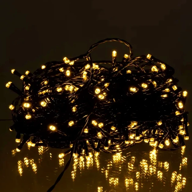 Вулична гірлянда 30 м 300 LED сонячна батарея чорний провід для декору та освітлення - зображення 2