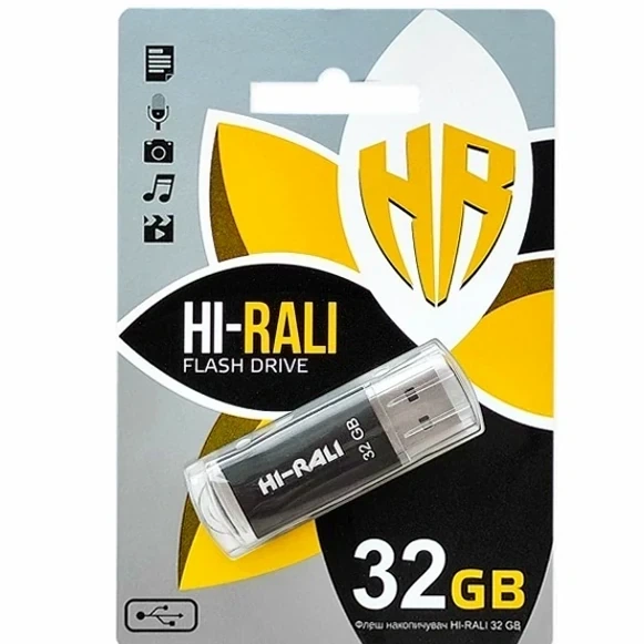Флешка USB 32GB черный металл для хранения данных Hi-Rali Rocket - Фото 2 Флешка USB 32GB черный металл для хранения данных Hi-Rali Rocket - изображение 2