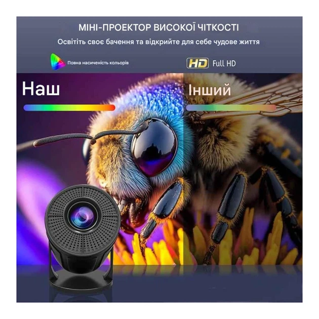 Проектор FIRE 408 HD 120ANSI 1280x720 Wi-Fi Bluetooth белый для домашнего кинотеатра диагональ 20-100 дюймов - изображение 6