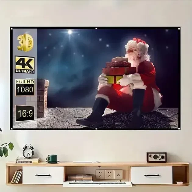 Экран для проектора 84 дюйма 16 на 9 белый полиэстер для фильмов лекций презентаций - изображение 8