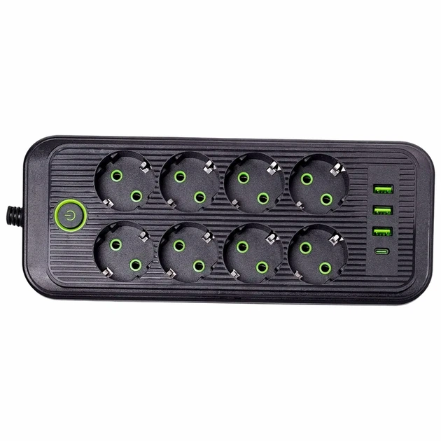 Сетевой фильтр удлинитель 8 розеток 3 USB 1 Type-C 2500 Вт 4.8 м белый F20U - Фото 3 Сетевой фильтр удлинитель 8 розеток 3 USB 1 Type-C 2500 Вт 4.8 м белый F20U - изображение 3