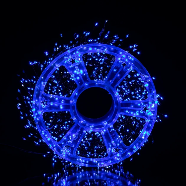 Гирлянда светодиодная Хвойная лапа 100м 3000 LED синий цвет зеленый провод для декора помещений - изображение 2