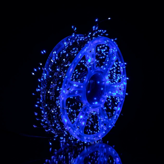 Гирлянда светодиодная Хвойная лапа 100м 3000 LED синий цвет зеленый провод для декора помещений - изображение 4