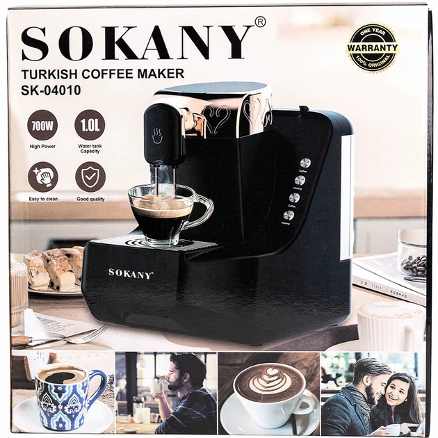 Кавомашина 700 Вт чорна напівавтоматична електрична кавоварка Sokany SK-04010 розмір 25х20х29см - зображення 6