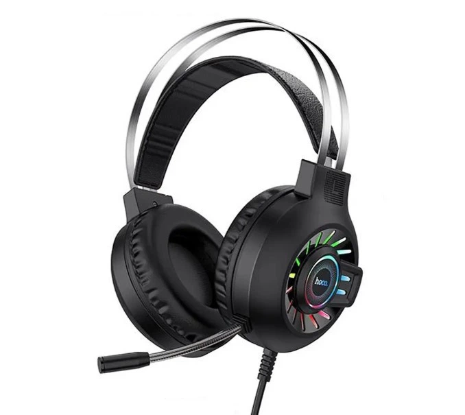 Игровые геймерские накладные наушники Hoco Gaming ESD04 с микрофоном и LED подсветкой - Фото 2 Игровые геймерские накладные наушники Hoco Gaming ESD04 с микрофоном и LED подсветкой - изображение 2