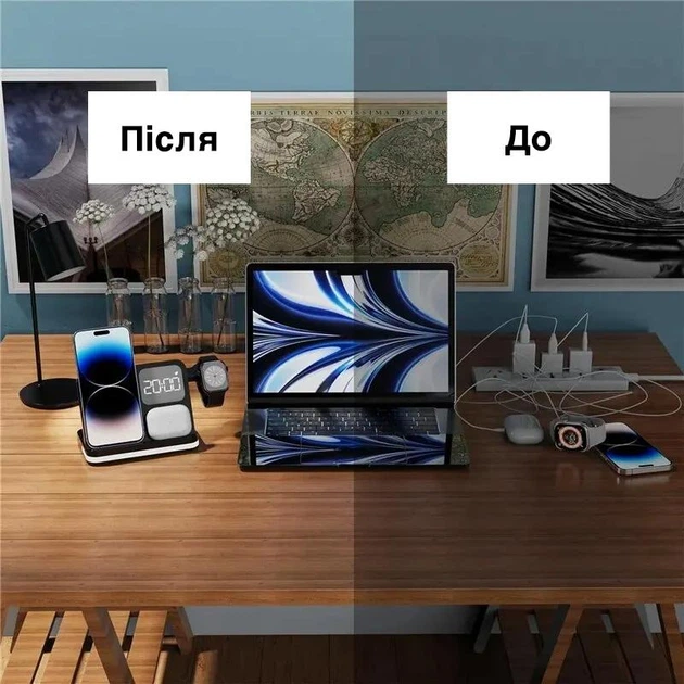 Док-станция для телефона часов и наушников No Brand 4в1 B22-APB-20W Lightning Черный (2884008718) - изображение 3