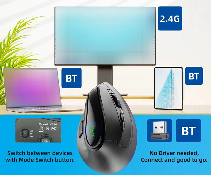Мышь беспроводная JOMAA V530 2.4G Bluetooth Black - изображение 3