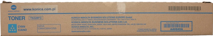 Тонер Konica Minolta Toner AAV8450 / TN328C (AAV845A) Cyan (MINT300C) - зображення 1
