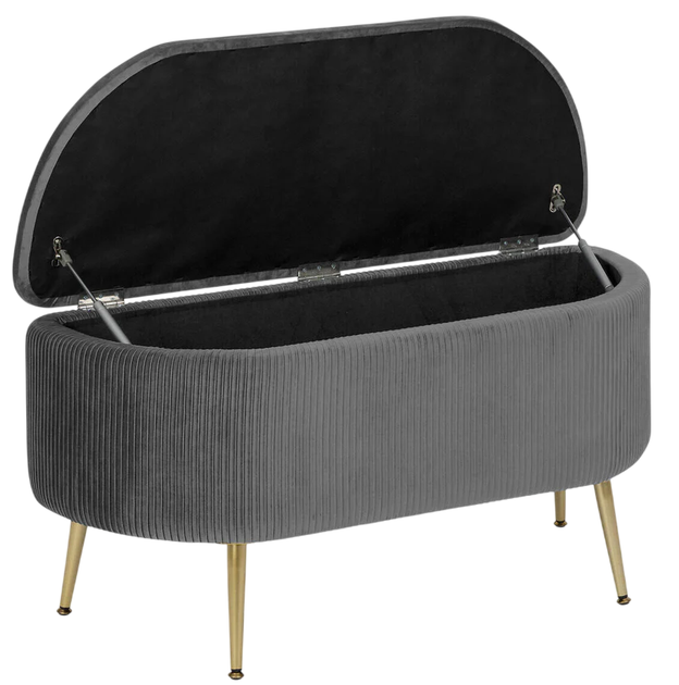 Сидіння для передпокою Solaro з відсіком для речей 100 x 40 x 53 см Сіре (3560232859700) - зображення 2