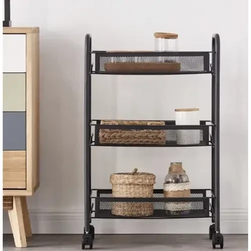Кухонный стеллаж на колесах с тремя полками Ruhhy 24749 Black - изображение 2