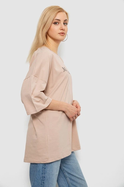 Футболка жіноча з принтом, колір бежевий, 244R3015 XXXL 244R3015 (130645_874070) - изображение 3