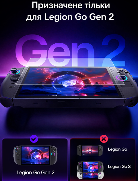 Защитное стекло JSAUX для Lenovo Legion Go 2 (8.8") 9H с рамкой для установки, 2 шт Матове - Фото 4 Защитное стекло JSAUX для Lenovo Legion Go 2 (8.8") 9H с рамкой для установки, 2 шт Матове - изображение 4