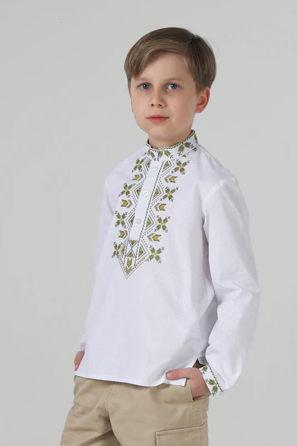 Дитяча вишиванка для хлопчика Квіти життя Folk Moda 122 Білий (kvti-zhittq-zelenij-310611171) - изображение 2