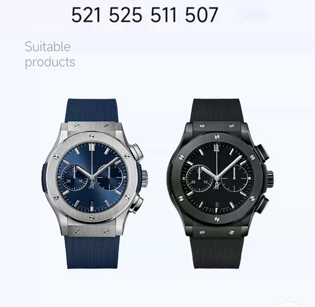 Ремінець для годинника Hublot 25*19 чорний каучуковий ААА - зображення 5