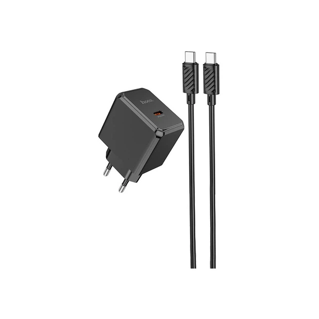 Зарядное устройство HOCO CS13A Ocean USB-C PD20W + cable USB-C to USB-C Black (6942007603843) - изображение 2
