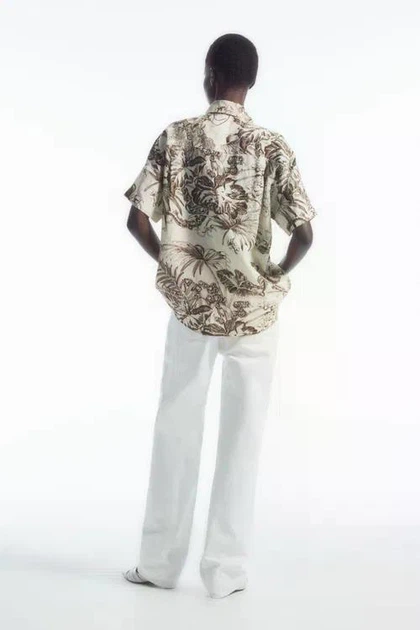 Сорочка жіноча лляна COS botanical-print short-sleeve linen shirt 1231880001 Eur 36 Бежево-Коричневий - изображение 5