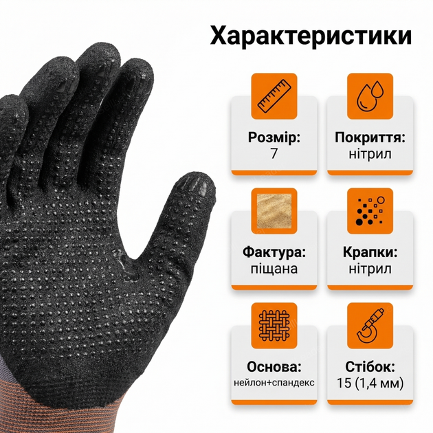 Перчатки защитные Flex Grip Sandy Pro нитриловые песчаное покрытие перчатки для монтажа склада строения размер 7 - изображение 3