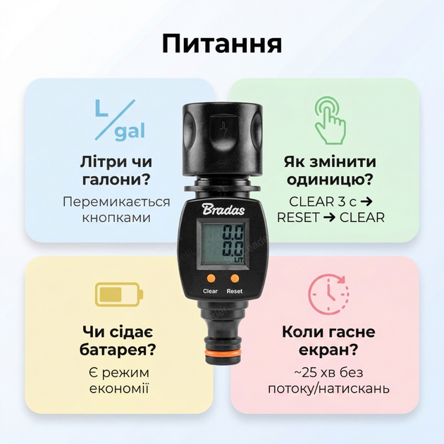 Счетчик расхода воды lcd дисплей для насоса полива расходомер ½ дюйм дебитомер 6 бар с коннектором и ниппелем - изображение 4