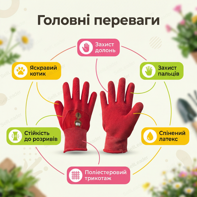 Перчатки садовые Kitty рабочие латексные устойчивые к порезам защитные размер 4 для ягод сада дачи огорода - Фото 2 Перчатки садовые Kitty рабочие латексные устойчивые к порезам защитные размер 4 для ягод сада дачи огорода - изображение 2