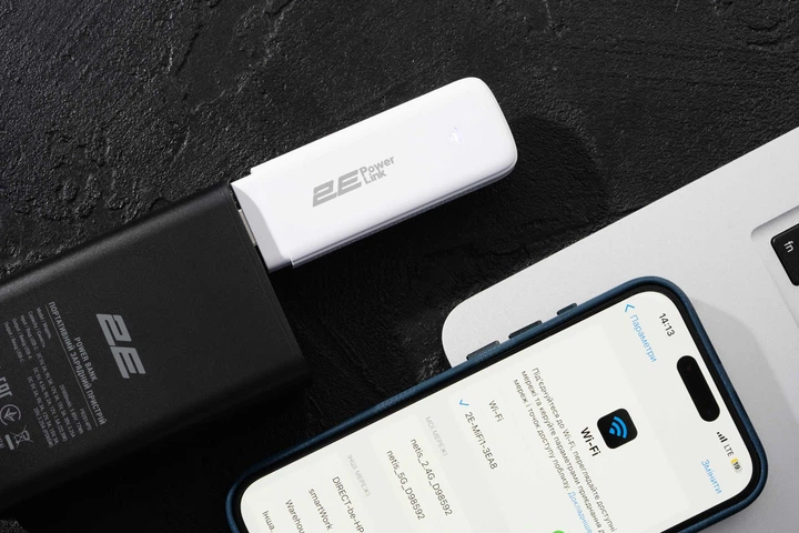 Мобильный маршрутизатор 2E PowerLink (MiFi-1 2024) LTE, Wi-Fi6, 1xUSB, 1xCRC9 белый. (648916) - изображение 8