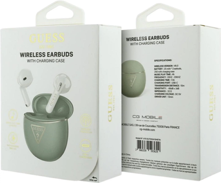 Słuchawki Guess Gold Line Triangle Khaki (GUTWSA15HETN) - obraz 6