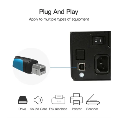 Кабель для принтера USB 2.0 AM/BM 1.0m black VENTION (VAS-A16-B100) - зображення 7