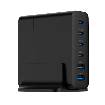 Зарядное устройство Gembird 4xUSB-C PD25W + 2xUSB QC3.0 18W black (TA-UC-2A4C-PD75-01-BK) - изображение 3