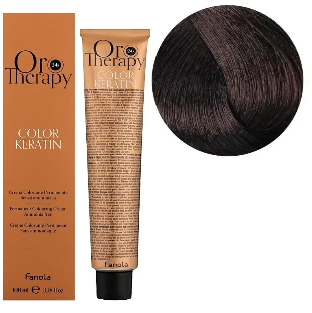 Крем-краска безаммиачная для волос Fanola Oro Therapy №4/0 Chestnut 100 мл (3071WB) - Фото 1 Крем-краска безаммиачная для волос Fanola Oro Therapy №4/0 Chestnut 100 мл (3071WB) - изображение 1