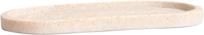 Декоративна таця Homla Onda овальна з текстурою травертину бежева 25x12x1,5 см (5906496765650) - зображення 3
