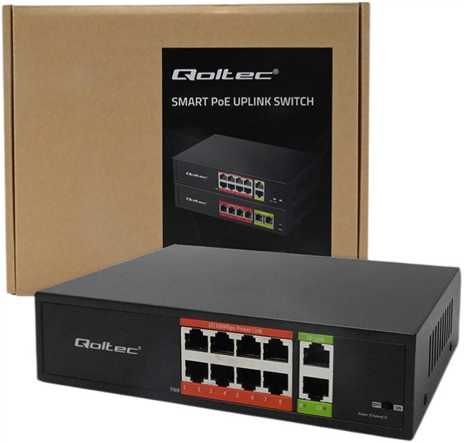 Комутатор Qoltec SWITCH Fast Ethernet PoE 8 x RJ45 PoE / 2 x RJ45 Uplink 120W 100 Mbps (5901878522906) - зображення 6