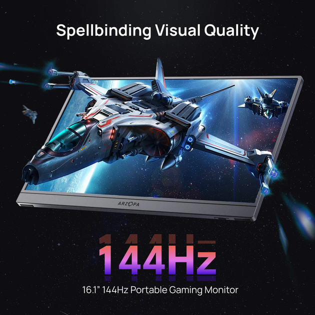 Портативный игровой монитор ARZOPA Z1FC 16.1" Grey FHD 144Hz (чехол в комплекте) - изображение 6