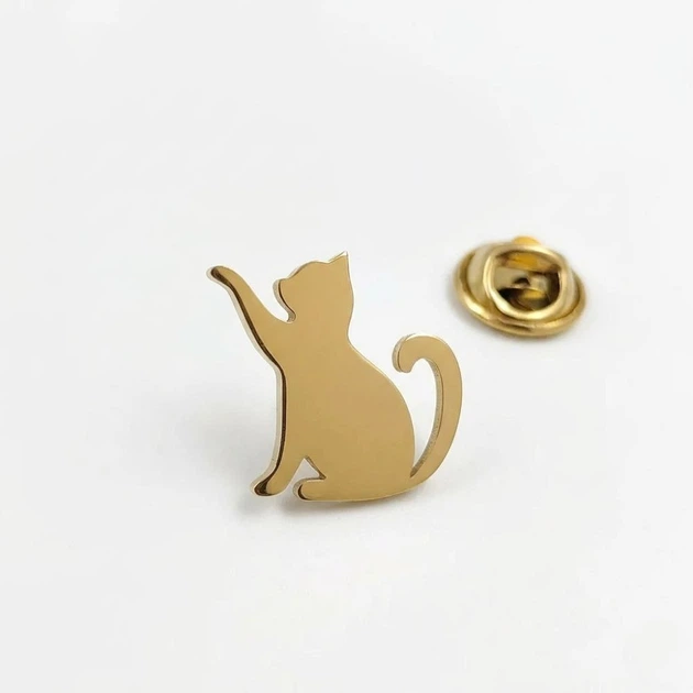 Значок из стали BROCHE брошь бижутерия Животные Кошка силуэт золотистый BRGV115380 - изображение 3