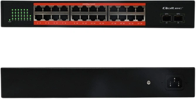 Комутатор Qoltec SWITCH Gigabit Ethernet 24 x RJ45 / 2 x SFP 1000 Mbps (5901878523651) - зображення 3