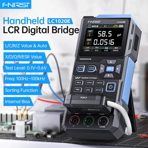 Тестер цифровий, високоточний FNIRSI LC1020E LCR, ESR для вимірювання електронних компонентів, опору, ємності, індуктивності Black - изображение 2