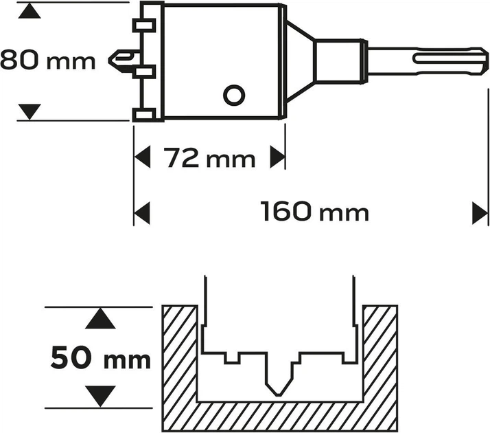 Otwornica widiowa NEO Tools 80 mm z adapterem 55-322 (5906692003556) - obraz 3
