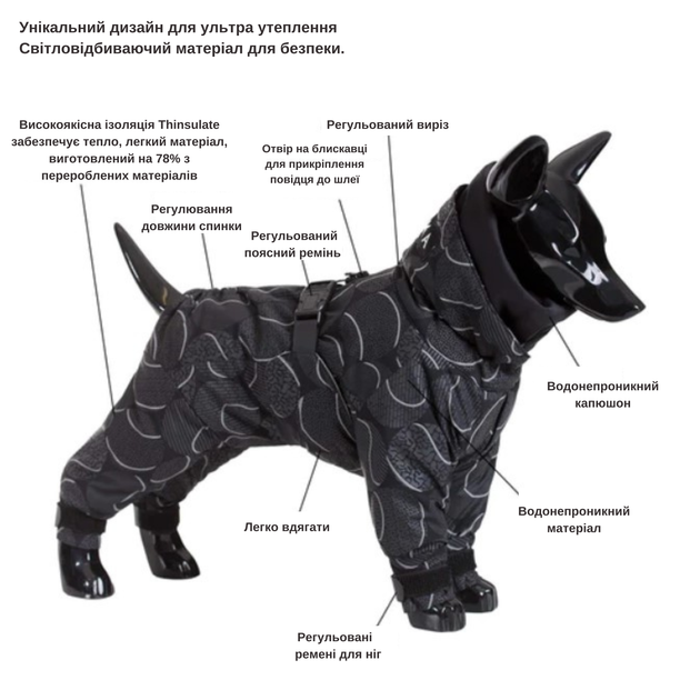 Світловідбиваючий зимовий костюм для собак PAIKKA Winter Suit 50 - зображення 4
