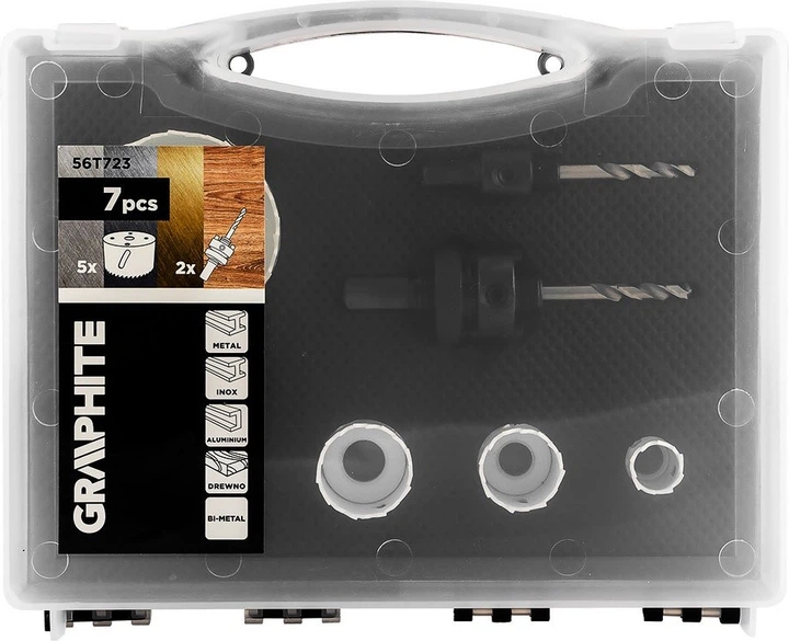 Набір біметалевих свердл Graphite 19-68 мм 7 шт 56T723 (5902062117731) - зображення 2
