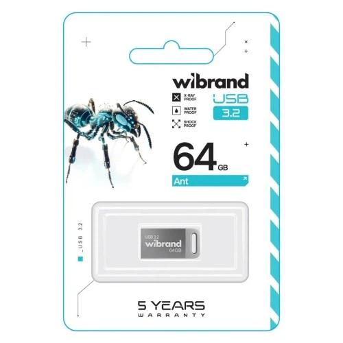 USB флеш накопитель Wibrand 64GB Ant Silver USB 3.2 Gen 1 (USB 3.0) (WI3.2/AN64M4S) Wibrand WI3.2/AN64M4S 1075914 - изображение 2