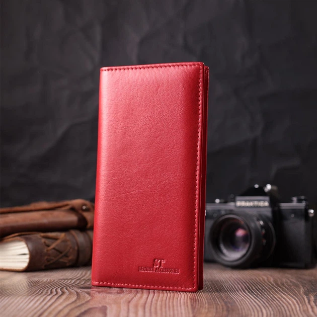 Вертикальный женский кошелек на магнитах из натуральной кожи ST Leather 22539 Красный - Фото 5 Вертикальный женский кошелек на магнитах из натуральной кожи ST Leather 22539 Красный - изображение 5