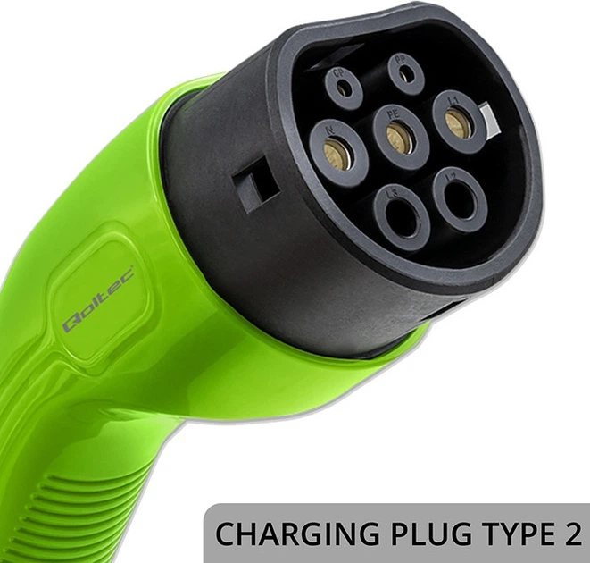 Мобільний зарядний пристрій для електромобіля Qoltec EV з регулюванням 2 в 1 Type 2 3.5 кВт 4 м (5901878525747) - зображення 9